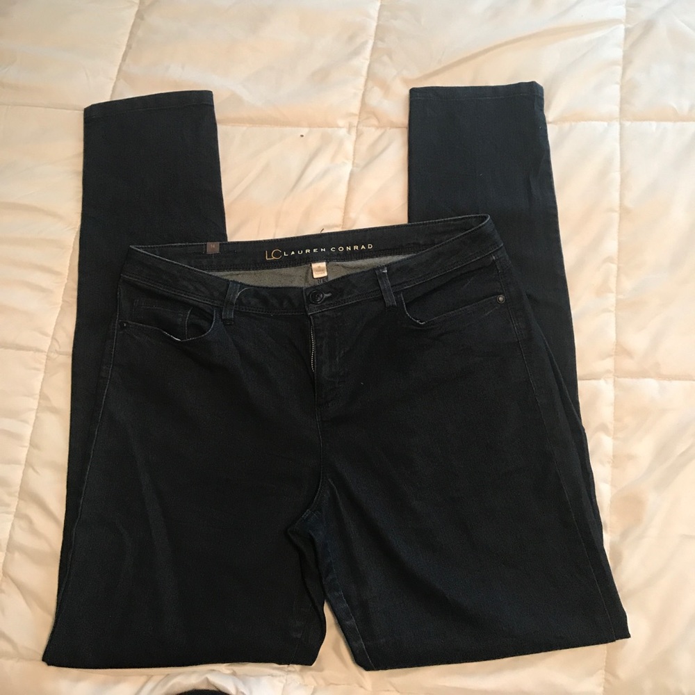 LC Lauren Conrad Women's Straight Leg Jeans in Dark Blue